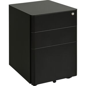 Vinsetto File Cabinet, 3-Drawer Lockable, for Letter/Legal/A4, Steel Office Storage with Wheels, Black Aosom UK