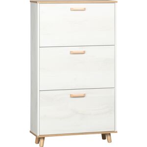 HOMCOM Slim Shoe Storage Cabinet, Narrow Shoe Organizer with 3 Flip Drawers, Adjustable Shelves, for 12 Pairs - Cream White Aosom UK