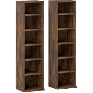 HOMCOM CD Media Display Shelf Unit Tower Rack with Adjustable Shelves, Set of 2 Aosom UK