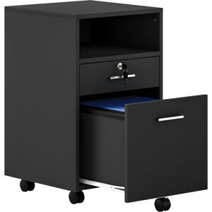 Vinsetto Black Cabinet Mobile Lockable File Cabinet with 2 Drawers, Storage for Office Equipment, 65H x 39W x 40Dcm Aosom UK