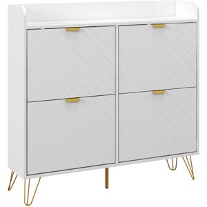 HOMCOM Narrow Shoe Storage Cabinet, Slim Shoe Cupboard with 4 Flip Drawers, Adjustable Shelf, Shoe Rack for 16 Pairs of Shoes Aosom UK