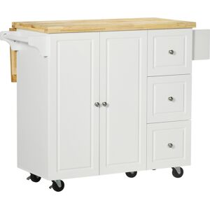 HOMCOM Drop-Leaf Kitchen Island on Wheels Utility Storage Cart with Drawers & Cabinet for Kitchen, Dining & Living Room