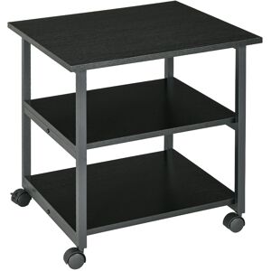 HOMCOM 3-Tier Printer Stand with Storage Shelf, Mobile Printer Table on Wheels, 50 x 50 x 52.5cm Rolling Printer Cart for Office, Black Aosom UK