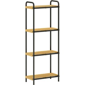 HOMCOM 4-Tier Bamboo Bathroom Storage Shelf, Freestanding Narrow Shelving Unit with Slatted Shelves for Kitchen Bathroom Living Room, 41.5 x 21.5 x 106 cm, Natural and Black