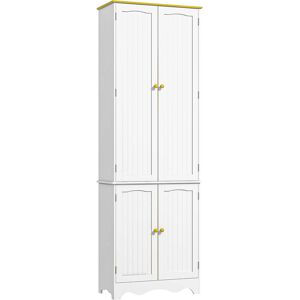 HOMCOM Freestanding 4-Door Kitchen Cupboard, Storage Cabinet Organizer with 4 Shelves,White