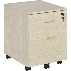 Vinsetto 2-Drawer Locking Office Filing Cabinet w/ 5 Wheels Rolling Storage Hanging Legal Letter Files Cupboard Home Organisation Oak Aosom UK