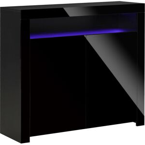 HOMCOM High Gloss LED Cabinet Cupboard Sideboard Buffet Console with RGB Lighting for Entryway, Dining Area, Living Room, Black