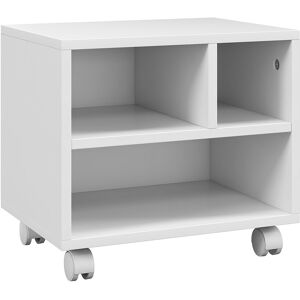 HOMCOM 2-Tier Printer Stand w/ Storage, Under Desk Printer Cart on Wheels w/ 3 Compartments, Desktop Printer Table for Home Office, White Aosom UK