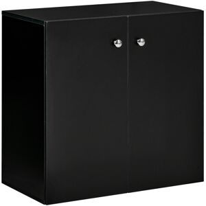 HOMCOM Wooden Storage Cabinet, Two Shelves Sideboard, Freestanding Kitchen Cupboard, Bookcase for Living Space, Black Aosom UK