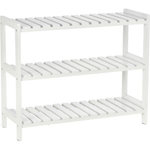 HOMCOM Shoe Sanctuary: 3-Tier Slatted Shoe Rack, Wooden Frame, Spacious and Hygienic Storage, 70L x 26W x 57.5H cm, White Aosom UK