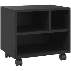 HOMCOM 2-Tier Printer Stand with Storage, Under Desk Printer Cart on Wheels with 3 Compartments, Desktop Printer Table for Office, Black Aosom UK