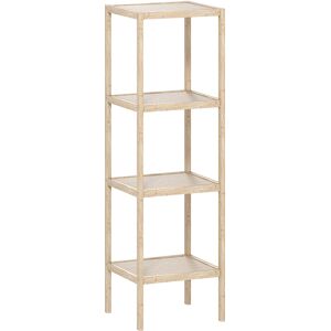 HOMCOM 4-Tier Bamboo Bathroom Storage Shelves, Freestanding Storage Shelving Unit, Multifunctional Display Plants Stand Shelf Rack Organiser, Natural