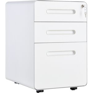Vinsetto Fully Assembled 3-Drawer Mobile File Cabinet Lockable All-Metal Rolling Vertical File Cabinet White Aosom UK