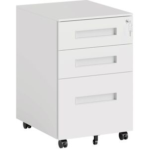 Vinsetto Metal Mobile File Cabinet with Wheels, Lockable 3 Drawer Filing Cabinet for A4, Legal, Letter, Under Desk Office Cabinet with Pre-Assembled Body for Home Office, 39 x 48 x 60 cm, White