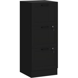 HOMCOM 3 Drawer Filing Cabinet with Lock, Office Storage Cabinet with Adjustable Hanging Bars for A4 Letter Size Files, Black