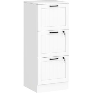 HOMCOM 3 Drawer Filing Cabinet with Lock, Office Storage Cabinet with Adjustable Hanging Bars for A4 Letter Size Files, White