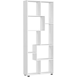 HOMCOM Freestanding 8-Tier Bookcase: With Melamine Surface, Anti-Tipping Foot Pads, Modern Home Display Storage Grid Stand, White Aosom UK