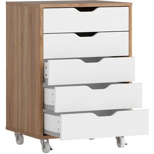 Vinsetto Five-Drawer Filing Cabinet, with Wheels - Oak Brown Aosom UK Vinsetto Five-Drawer Filing Cabinet, with Wheels - Oak Brown Aosom UK
