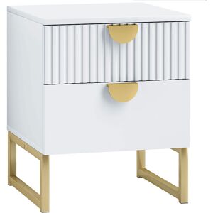 HOMCOM Elegant Two-Drawer Bedside Table - White HOMCOM Elegant Two-Drawer Bedside Table - White