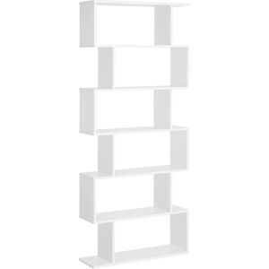 HOMCOM Wooden Wood S Shape Storage Display 6 Shelves Room Divider Unit Chest Bookshelf Bookcase Cupboard Cabinet Office Furniture, White Aosom UK HOMCOM Wooden Wood S Shape Storage Display 6 Shelves Room Divider Unit Chest Bookshelf Bookcase Cupboard Cabinet Office Furniture, White Aosom UK
