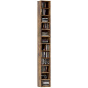 HOMCOM 204 CD Tall Narrow Media Storage Tower - Rustic Brown Aosom UK HOMCOM 204 CD Tall Narrow Media Storage Tower - Rustic Brown Aosom UK