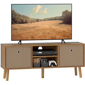 HOMCOM TV Cabinet Stand Unit for TVs up to 50'' with Foldable Drawers, Entertainment Centre for Living Room Brown Aosom UK HOMCOM TV Cabinet Stand Unit for TVs up to 50'' with Foldable Drawers, Entertainment Centre for Living Room Brown Aosom UK