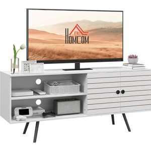 HOMCOM TV Stand Cabinet for 65 Inch TVs, TV Unit with Open Shelves, Soft-close Door & Cable Holes, Entertainment for Living Room, White Aosom UK HOMCOM TV Stand Cabinet for 65 Inch TVs, TV Unit with Open Shelves, Soft-close Door & Cable Holes, Entertainment for Living Room, White Aosom UK