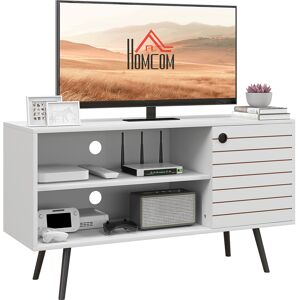 HOMCOM TV Stand Cabinet for 50 Inch TVs, TV Unit w/ Open Shelves, Soft-close Door & Cable Holes, Entertainment Unit for Living Room, White Aosom UK HOMCOM TV Stand Cabinet for 50 Inch TVs, TV Unit w/ Open Shelves, Soft-close Door & Cable Holes, Entertainment Unit for Living Room, White Aosom UK