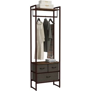 HOMCOM Free Standing Clothes Rail with 3 Fabric Drawers and Storage Shelves, Garment Rack, Hanging Rail for Hallway, Rustic HOMCOM Free Standing Clothes Rail with 3 Fabric Drawers and Storage Shelves, Garment Rack, Hanging Rail for Hallway, Rustic