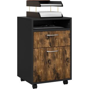 HOMCOM 60cm Storage Cabinet with Drawer, Open Shelf, Metal Handles and 4 Wheels, Office Home Organiser Mobile Printer, Rustic Brown Aosom UK HOMCOM 60cm Storage Cabinet with Drawer, Open Shelf, Metal Handles and 4 Wheels, Office Home Organiser Mobile Printer, Rustic Brown Aosom UK