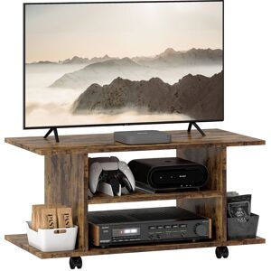 HOMCOM Modern TV Cabinet Stand Storage Shelves Table Mobile Bedroom Furniture Bookshelf Bookcase Rustic Brown Aosom UK HOMCOM Modern TV Cabinet Stand Storage Shelves Table Mobile Bedroom Furniture Bookshelf Bookcase Rustic Brown Aosom UK