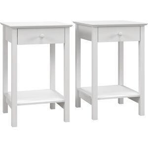 HOMCOM White Bedside Table, Wooden Side Table, Nightstand, Bedside Cabinet with Drawer and Storage Shelf for Bedroom, Set of 2 Aosom UK HOMCOM White Bedside Table, Wooden Side Table, Nightstand, Bedside Cabinet with Drawer and Storage Shelf for Bedroom, Set of 2 Aosom UK