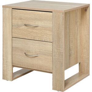 HOMCOM Bedside Cabinet with 2 Drawers: Modern Boxy Design, Elevated Base, Melamine Finish, Bedroom Storage, Oak Brown. Aosom UK HOMCOM Bedside Cabinet with 2 Drawers: Modern Boxy Design, Elevated Base, Melamine Finish, Bedroom Storage, Oak Brown. Aosom UK