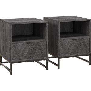 HOMCOM Bedside Cabinets: Dual Nightstands with Drawer & Shelf, Steel Legs for Living & Bedroom, Charcoal Grey Aosom UK HOMCOM Bedside Cabinets: Dual Nightstands with Drawer & Shelf, Steel Legs for Living & Bedroom, Charcoal Grey Aosom UK