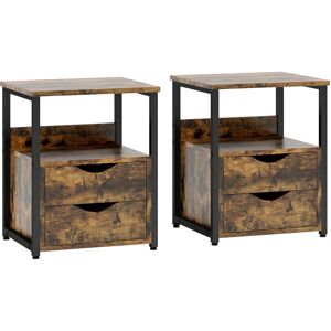 HOMCOM Industrial Side Table Set of 2, Bedside Cabinet with Storage Shelf, Slim Nightstand for Living Room, Bedroom, Rustic Brown HOMCOM Industrial Side Table Set of 2, Bedside Cabinet with Storage Shelf, Slim Nightstand for Living Room, Bedroom, Rustic Brown