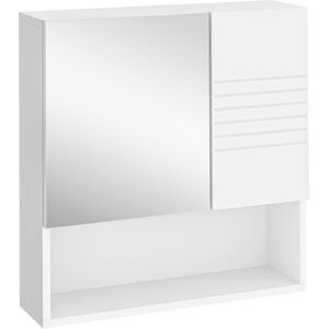 kleankin Bathroom Mirror Cabinet, Wall Mount Storage Cabinet with Double Door, Adjustable Shelf, 54cm x 15cm x 55cm, White kleankin Bathroom Mirror Cabinet, Wall Mount Storage Cabinet with Double Door, Adjustable Shelf, 54cm x 15cm x 55cm, White