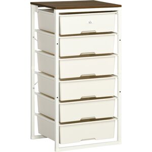 HOMCOM Bedroom Storage Chest of 6 Drawers, Steel Frame Organiser Unit for Clothes & Accessories, Living Room Furniture, White Aosom UK HOMCOM Bedroom Storage Chest of 6 Drawers, Steel Frame Organiser Unit for Clothes & Accessories, Living Room Furniture, White Aosom UK