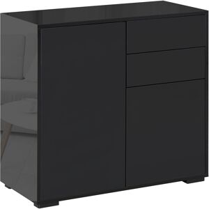 HOMCOM High Gloss Sideboard, Side Cabinet, Push-Open Design with 2 Drawer for Living Room, Bedroom, Black Aosom UK HOMCOM High Gloss Sideboard, Side Cabinet, Push-Open Design with 2 Drawer for Living Room, Bedroom, Black Aosom UK