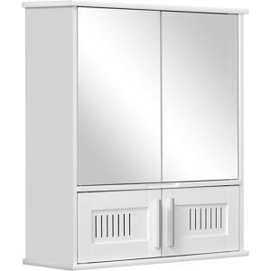 kleankin Wall Mirror Cabinet: Double Door Storage with Adjustable Shelf, White Aosom UK kleankin Wall Mirror Cabinet: Double Door Storage with Adjustable Shelf, White Aosom UK