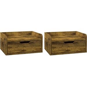HOMCOM Floating Nightstand Set of 2 Wall Mounted Bedside Table with Storage Drawer for Bedroom, Rustic Brown Aosom UK HOMCOM Floating Nightstand Set of 2 Wall Mounted Bedside Table with Storage Drawer for Bedroom, Rustic Brown Aosom UK