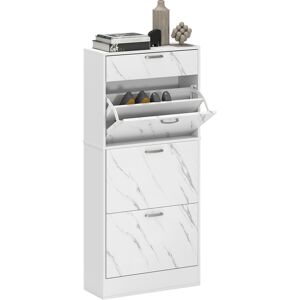 HOMCOM Marble Shoe Storage Cabinet with 3 Flip Drawers, Hallway Cabinet with Top Drawer and Adjustable Shelves, Shoe Cupboard for 18 Pairs, White HOMCOM Marble Shoe Storage Cabinet with 3 Flip Drawers, Hallway Cabinet with Top Drawer and Adjustable Shelves, Shoe Cupboard for 18 Pairs, White