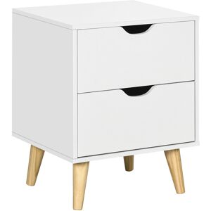 HOMCOM Bedside Table, Bedside Cabinet with 2 Drawers, Side End Table with Pine Wood Legs for Bedroom Living Room, White HOMCOM Bedside Table, Bedside Cabinet with 2 Drawers, Side End Table with Pine Wood Legs for Bedroom Living Room, White
