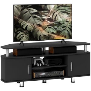 HOMCOM TV Unit Cabinet for TVs up to 55 Inch, Entertainment Center with 2 Storage Shelves and Cupboards, for Living Room, Black Aosom UK HOMCOM TV Unit Cabinet for TVs up to 55 Inch, Entertainment Center with 2 Storage Shelves and Cupboards, for Living Room, Black Aosom UK