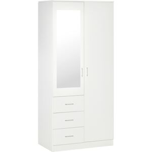 HOMCOM Mirror Wardrobe with 2 Doors, Adjustable Shelf, 3 Drawers, Home Storage, 80W x 50D x 180H cm, White HOMCOM Mirror Wardrobe with 2 Doors, Adjustable Shelf, 3 Drawers, Home Storage, 80W x 50D x 180H cm, White