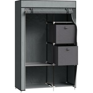 HOMCOM Fabric Wardrobe, Portable Wardrobe, Clothes Storage Unit with 5 Compartments, Hanging Rail and 2 Fabric Drawers, 102 x 42.5 x 162.5cm, Dark Grey HOMCOM Fabric Wardrobe, Portable Wardrobe, Clothes Storage Unit with 5 Compartments, Hanging Rail and 2 Fabric Drawers, 102 x 42.5 x 162.5cm, Dark Grey