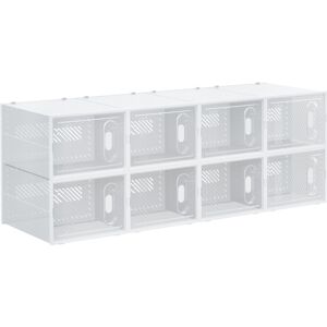 HOMCOM 8PCS Clear Shoe Box, Plastic Stackable Shoe Storage Box for UK/EU Size up to 12/46 with Magnetic Door for Women/Men, 28 x 36 x 21cm HOMCOM 8PCS Clear Shoe Box, Plastic Stackable Shoe Storage Box for UK/EU Size up to 12/46 with Magnetic Door for Women/Men, 28 x 36 x 21cm
