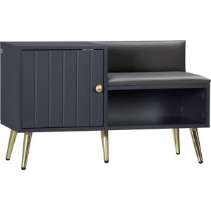HOMCOM Shoe Bench with Storage, Shoe Cabinet with Seating Cushion, Open Compartment and Table Top for Entryway, Hallway, Grey Aosom UK HOMCOM Shoe Bench with Storage, Shoe Cabinet with Seating Cushion, Open Compartment and Table Top for Entryway, Hallway, Grey Aosom UK