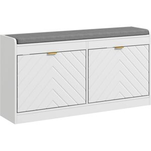 HOMCOM Shoe Storage with Seat, Upholstered Entryway Bench, Shoe Bench with 2 Flip Drawers and 2 Vents for 8 Pairs of Shoes HOMCOM Shoe Storage with Seat, Upholstered Entryway Bench, Shoe Bench with 2 Flip Drawers and 2 Vents for 8 Pairs of Shoes