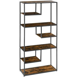 HOMCOM Industrial Bookcase Shelf, 7 Tier Metal Shelving, Storage Shelves for Living Room, Home Office, Bedroom, Rustic Brown Aosom UK HOMCOM Industrial Bookcase Shelf, 7 Tier Metal Shelving, Storage Shelves for Living Room, Home Office, Bedroom, Rustic Brown Aosom UK
