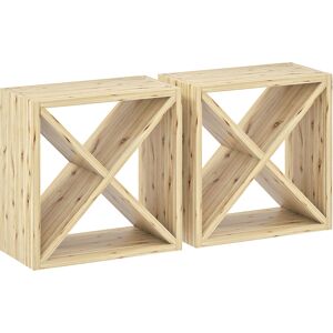 HOMCOM Set of 2 Wooden Wine Rack, X-Shaped Square Tabletop Storage Holder for 24 Bottle, Natural Wood HOMCOM Set of 2 Wooden Wine Rack, X-Shaped Square Tabletop Storage Holder for 24 Bottle, Natural Wood